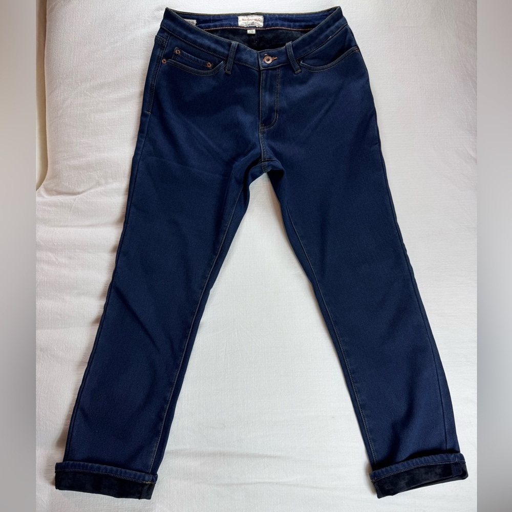 Weatherproof Vintage Fleece Lined Slim Straight Jeans Dark Wash Blue W8 L30
